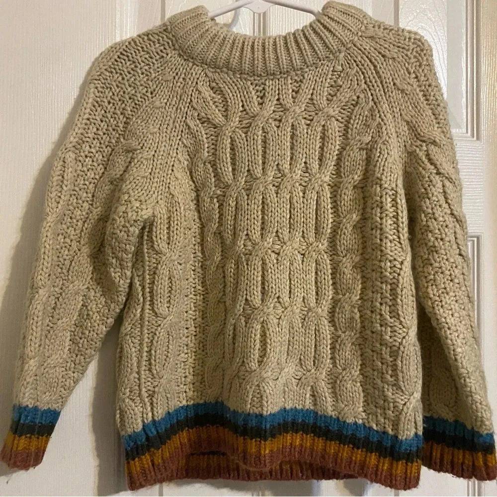 HTF Zara Chunky Accent-Striped Knit Sweater